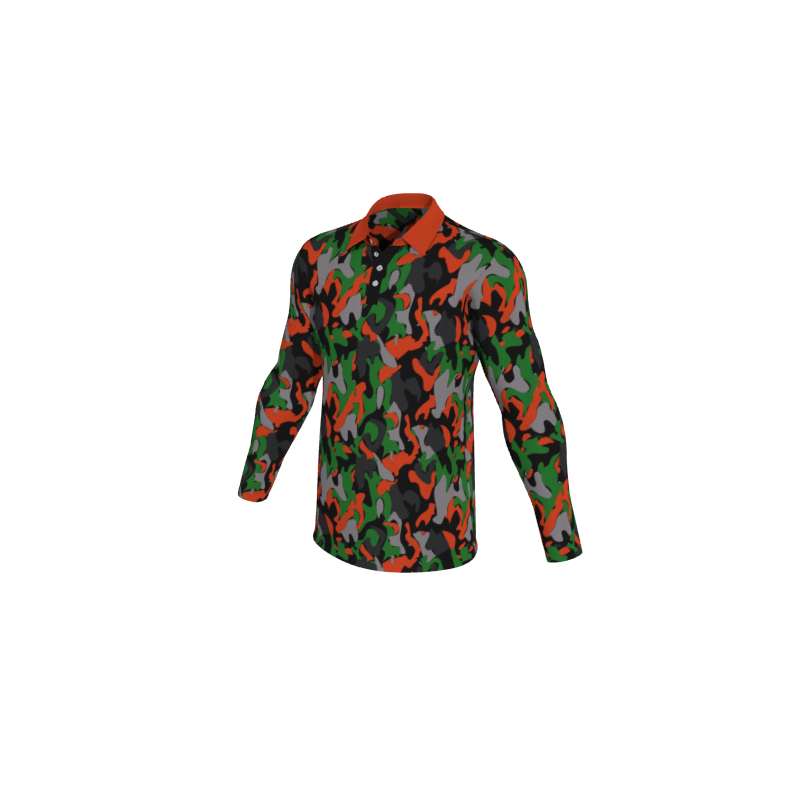 Design Your Own Polo Shirts Camo Mens Active Long Sleeve Polo. (x 5) - OTG - Create Custom Gear